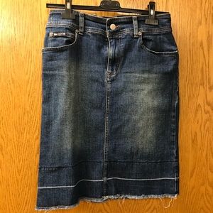 Distressed denim skirt